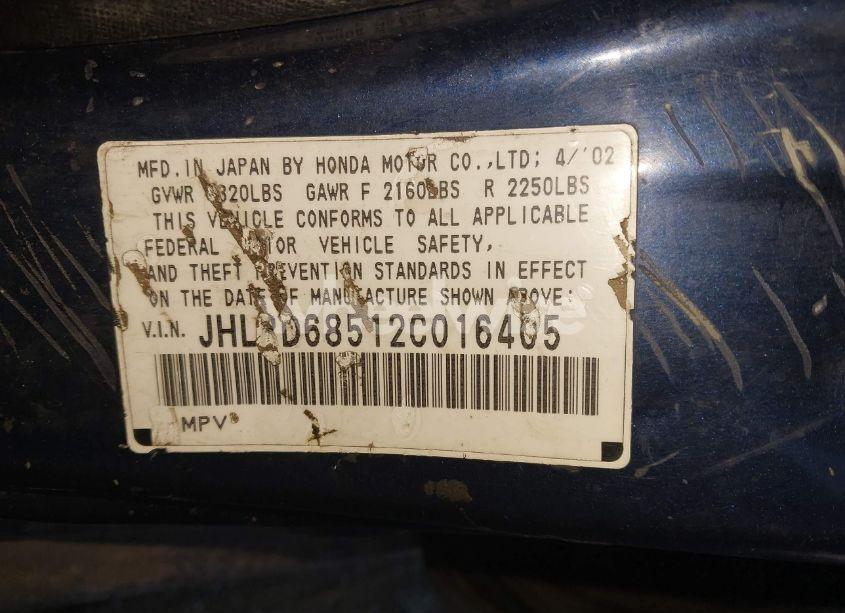 Photo 9 of 2002 Honda Cr-v LX (VIN JHLRD68512C016405)