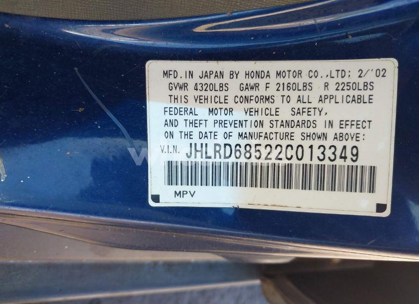 Photo 9 of 2002 Honda Cr-v LX (VIN JHLRD68522C013349)