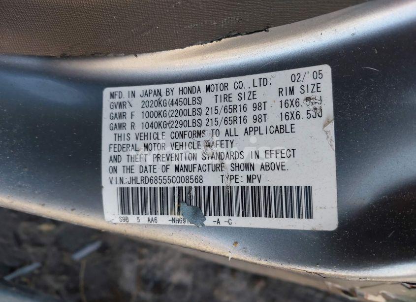 Photo 9 of 2005 Honda Cr-v LX (VIN JHLRD68555C008568)