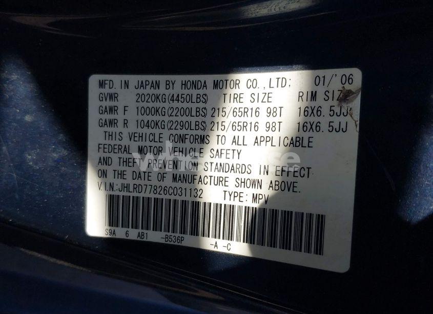 Photo 9 of 2006 Honda Cr-v EX (VIN JHLRD77826C031132)