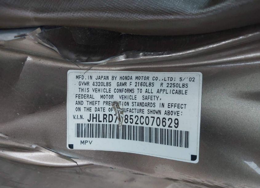 Photo 9 of 2002 Honda Cr-v EX (VIN JHLRD77852C070629)