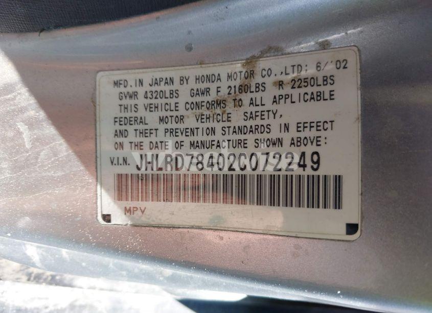 Photo 9 of 2002 Honda Cr-v LX (VIN JHLRD78402C072249)