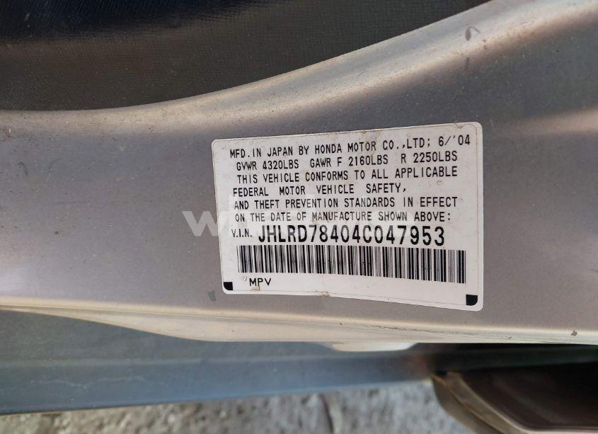 Photo 9 of 2004 Honda Cr-v LX (VIN JHLRD78404C047953)
