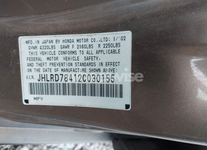 Photo 9 of 2002 Honda Cr-v LX (VIN JHLRD78412C030155)