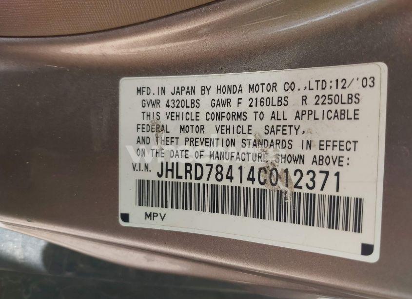Photo 9 of 2004 Honda Cr-v LX (VIN JHLRD78414C012371)