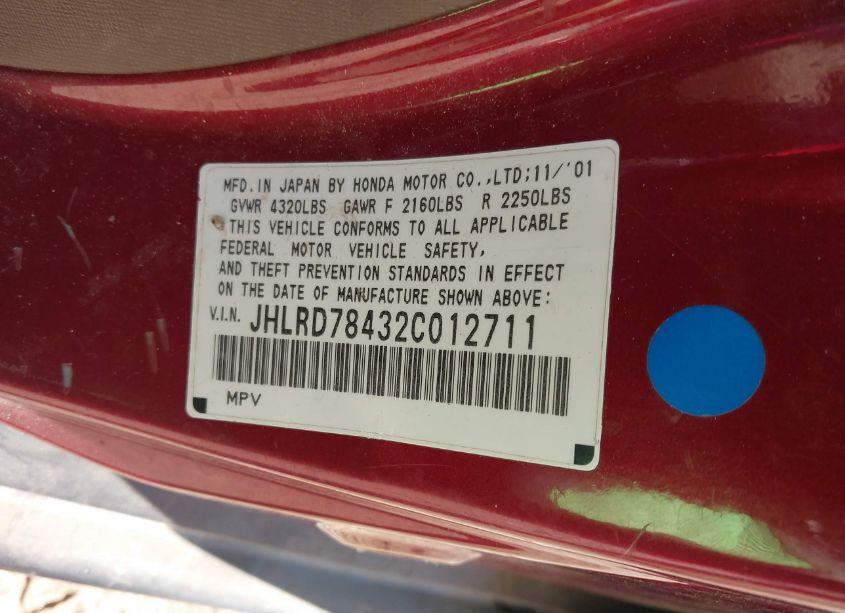 Photo 9 of 2002 Honda Cr-v LX (VIN JHLRD78432C012711)