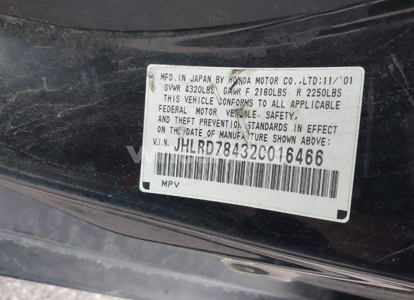 Photo 9 of 2002 Honda Cr-v LX (VIN JHLRD78432C016466)