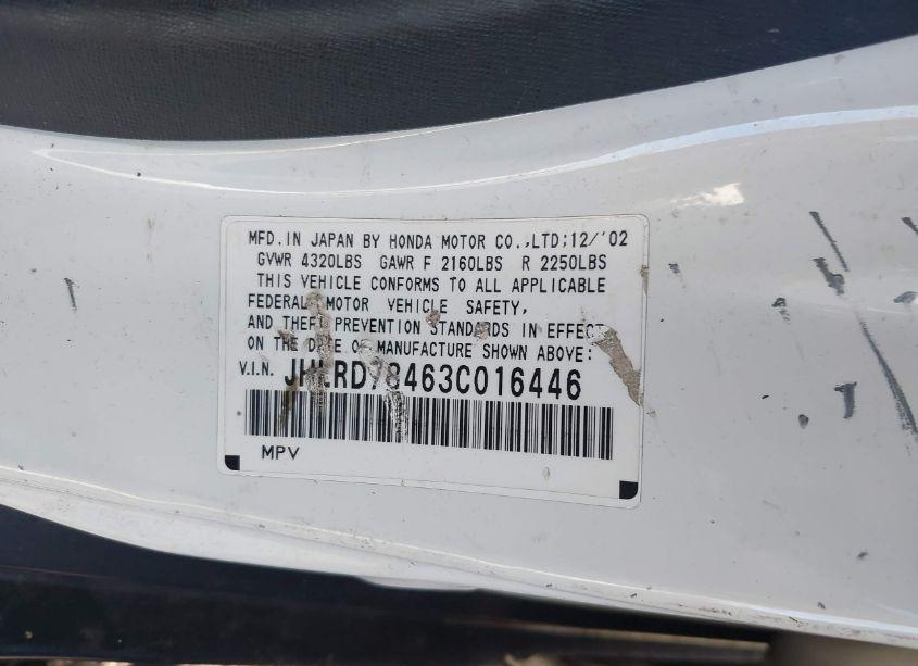 Photo 9 of 2003 Honda Cr-v LX (VIN JHLRD78463C016446)