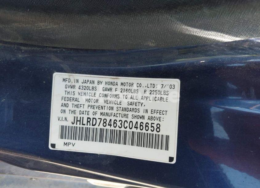 Photo 9 of 2003 Honda Cr-v LX (VIN JHLRD78463C046658)