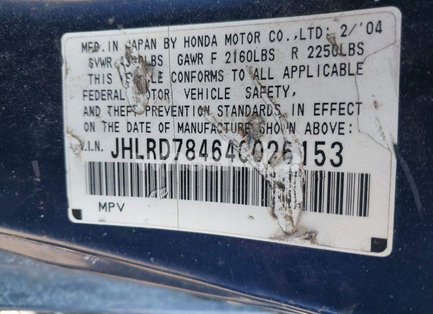 Photo 9 of 2004 Honda Cr-v LX (VIN JHLRD78464C026153)