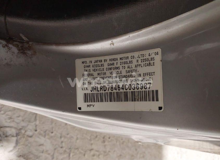 Photo 9 of 2004 Honda Cr-v LX (VIN JHLRD78464C036987)