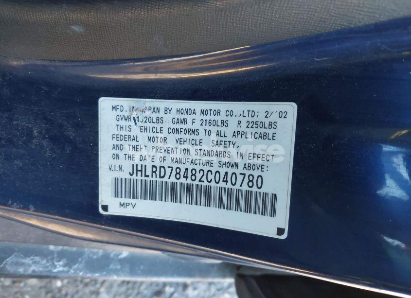 Photo 9 of 2002 Honda Cr-v LX (VIN JHLRD78482C040780)
