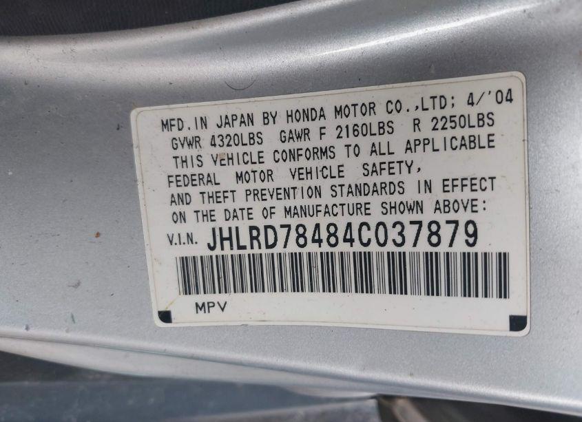 Photo 9 of 2004 Honda Cr-v LX (VIN JHLRD78484C037879)