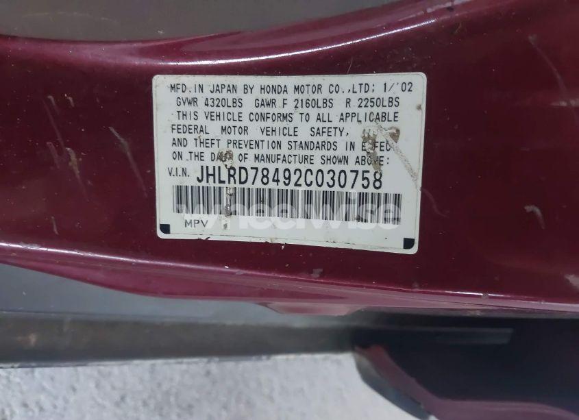 Photo 9 of 2002 Honda Cr-v LX (VIN JHLRD78492C030758)