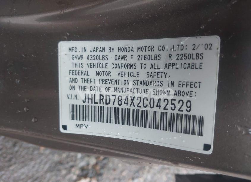 Photo 9 of 2002 Honda Cr-v LX (VIN JHLRD784X2C042529)