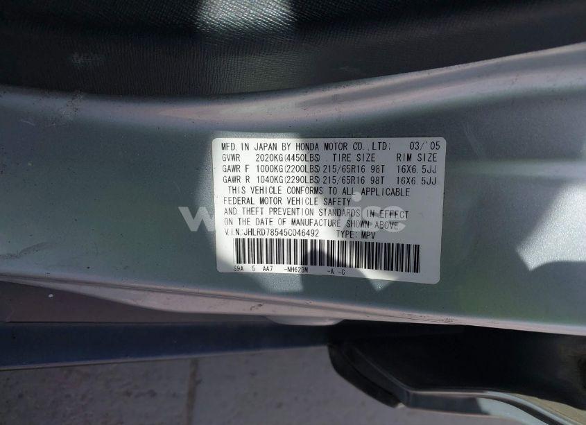 Photo 9 of 2005 Honda Cr-v LX (VIN JHLRD78545C046492)