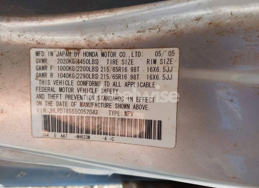 Photo 9 of 2005 Honda Cr-v LX (VIN JHLRD78555C052043)