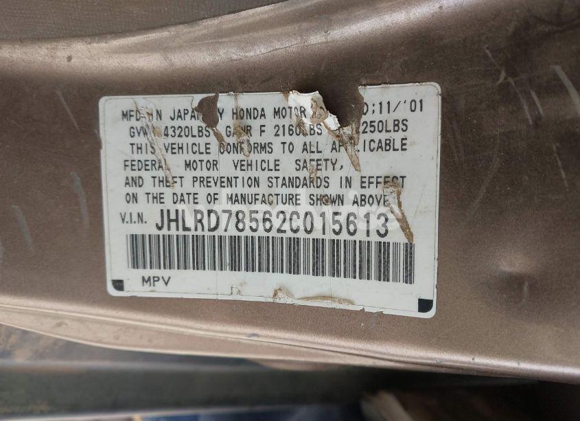 Photo 9 of 2002 Honda Cr-v LX (VIN JHLRD78562C015613)