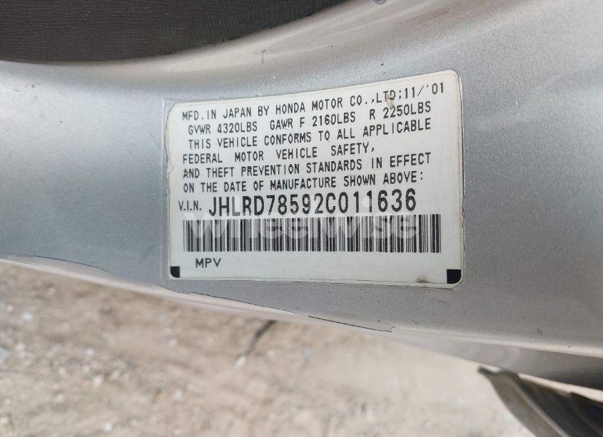 Photo 9 of 2002 Honda Cr-v LX (VIN JHLRD78592C011636)