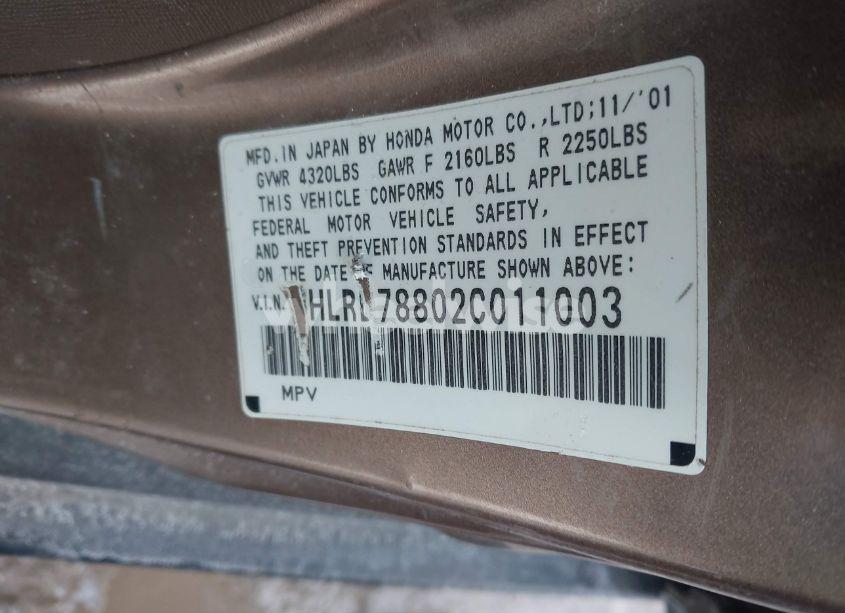 Photo 9 of 2002 Honda Cr-v EX (VIN JHLRD78802C011003)