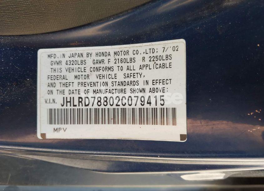 Photo 9 of 2002 Honda Cr-v EX (VIN JHLRD78802C079415)