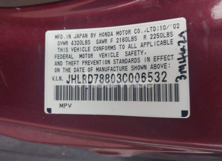 Photo 9 of 2003 Honda Cr-v EX (VIN JHLRD78803C006532)