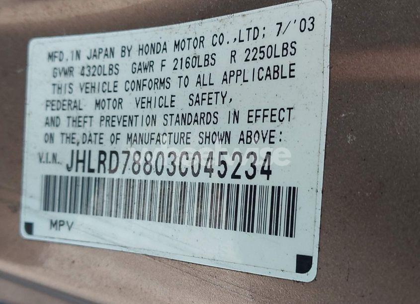 Photo 9 of 2003 Honda Cr-v EX (VIN JHLRD78803C045234)