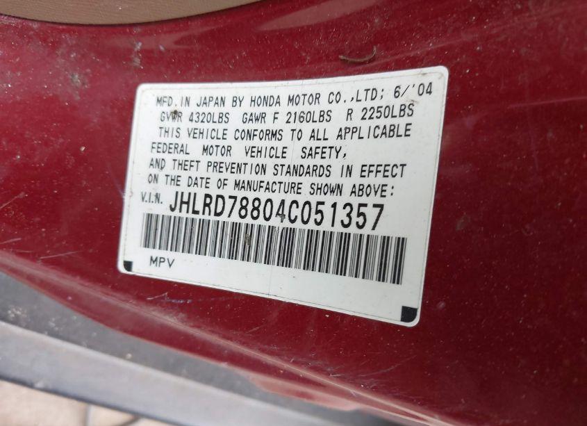 Photo 9 of 2004 Honda Cr-v EX (VIN JHLRD78804C051357)