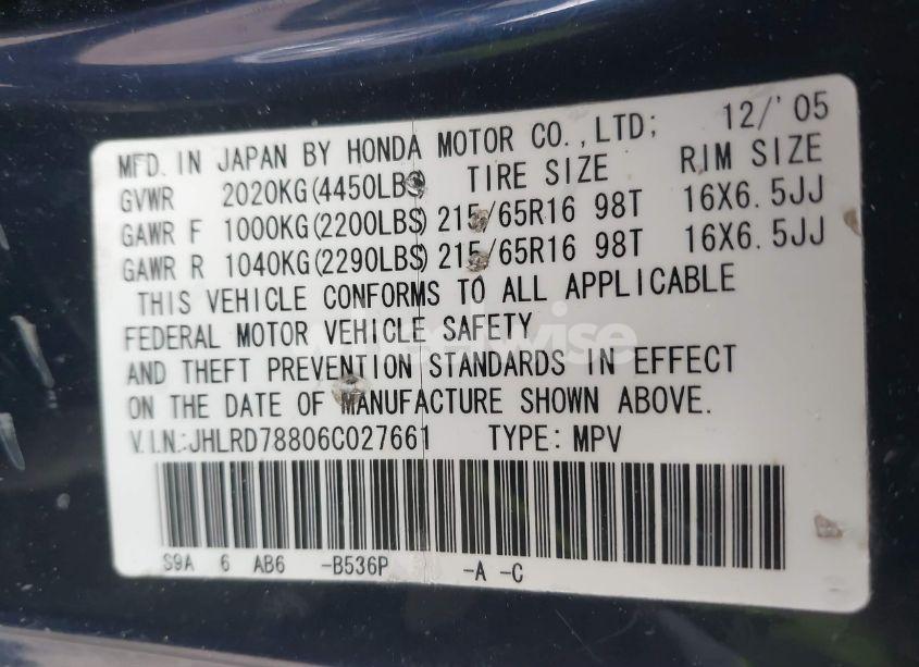 Photo 9 of 2006 Honda Cr-v EX (VIN JHLRD78806C027661)