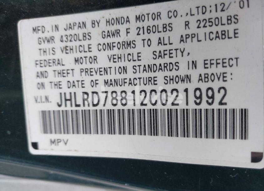 Photo 9 of 2002 Honda Cr-v EX (VIN JHLRD78812C021992)
