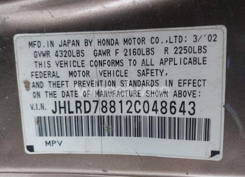 Photo 9 of 2002 Honda Cr-v EX (VIN JHLRD78812C048643)