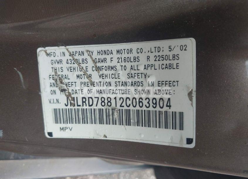 Photo 9 of 2002 Honda Cr-v EX (VIN JHLRD78812C063904)