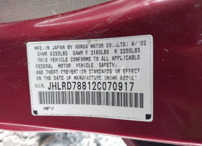 Photo 9 of 2002 Honda Cr-v EX (VIN JHLRD78812C070917)