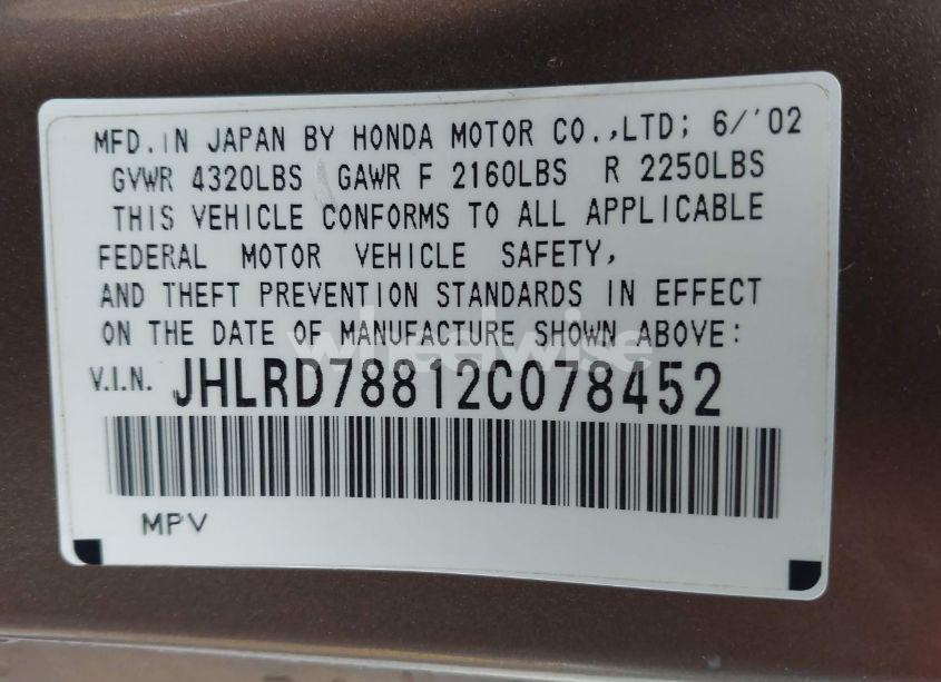 Photo 9 of 2002 Honda Cr-v EX (VIN JHLRD78812C078452)