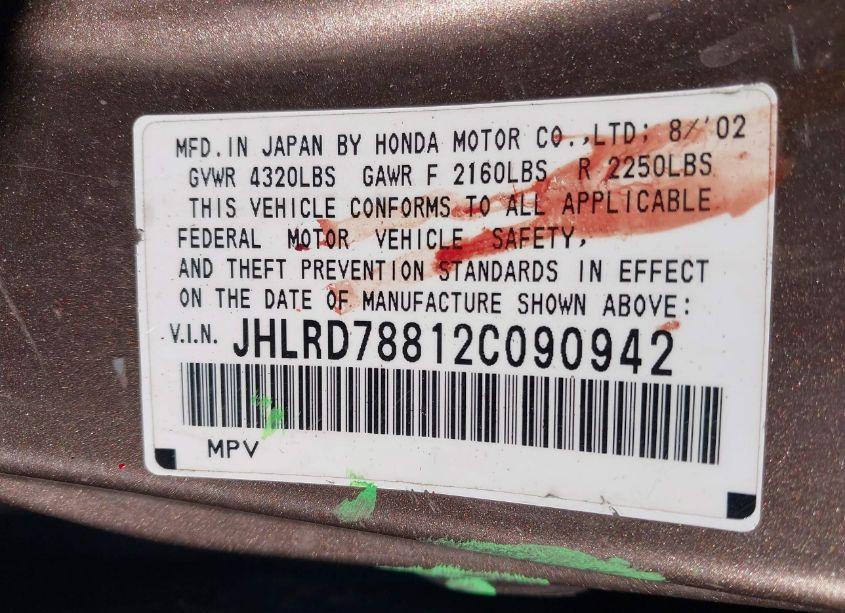 Photo 9 of 2002 Honda Cr-v EX (VIN JHLRD78812C090942)