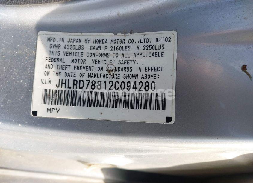 Photo 9 of 2002 Honda Cr-v EX (VIN JHLRD78812C094280)