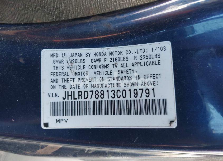 Photo 9 of 2003 Honda Cr-v EX (VIN JHLRD78813C019791)