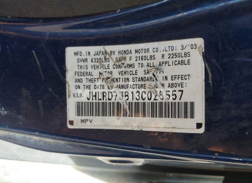 Photo 9 of 2003 Honda Cr-v EX (VIN JHLRD78813C025557)