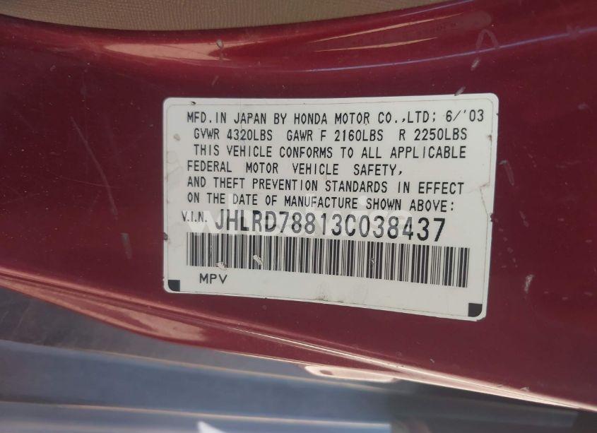 Photo 9 of 2003 Honda Cr-v EX (VIN JHLRD78813C038437)