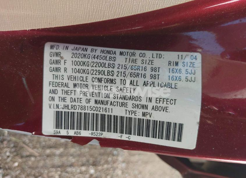 Photo 9 of 2005 Honda Cr-v EX (VIN JHLRD78815C021611)