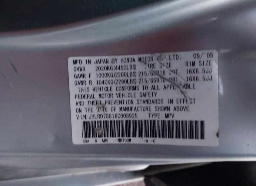 Photo 9 of 2006 Honda Cr-v EX (VIN JHLRD78816C008925)
