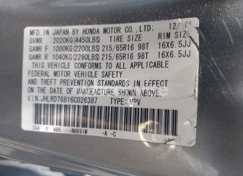 Photo 9 of 2006 Honda Cr-v EX (VIN JHLRD78816C026387)
