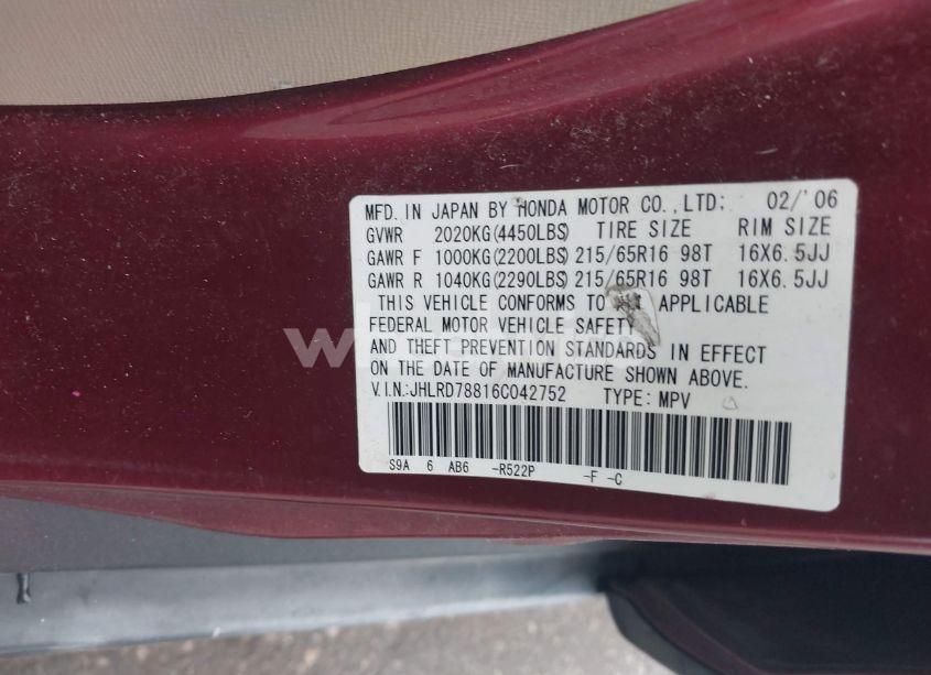 Photo 9 of 2006 Honda Cr-v EX (VIN JHLRD78816C042752)