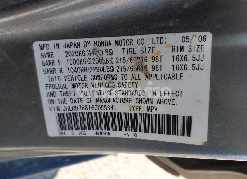 Photo 9 of 2006 Honda Cr-v EX (VIN JHLRD78816C055341)