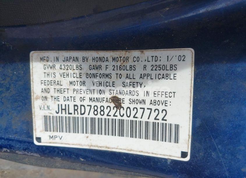 Photo 9 of 2002 Honda Cr-v EX (VIN JHLRD78822C027722)