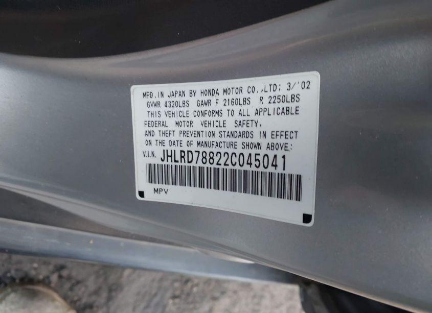 Photo 9 of 2002 Honda Cr-v EX (VIN JHLRD78822C045041)