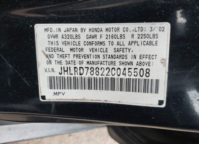 Photo 9 of 2002 Honda Cr-v EX (VIN JHLRD78822C045508)