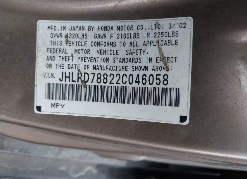 Photo 9 of 2002 Honda Cr-v EX (VIN JHLRD78822C046058)