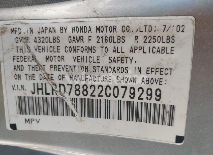 Photo 9 of 2002 Honda Cr-v EX (VIN JHLRD78822C079299)