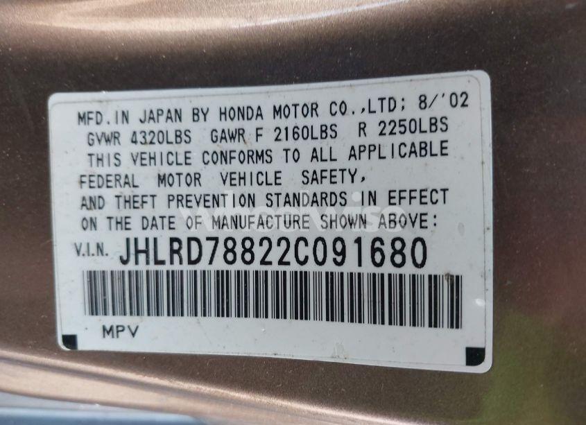Photo 9 of 2002 Honda Cr-v EX (VIN JHLRD78822C091680)